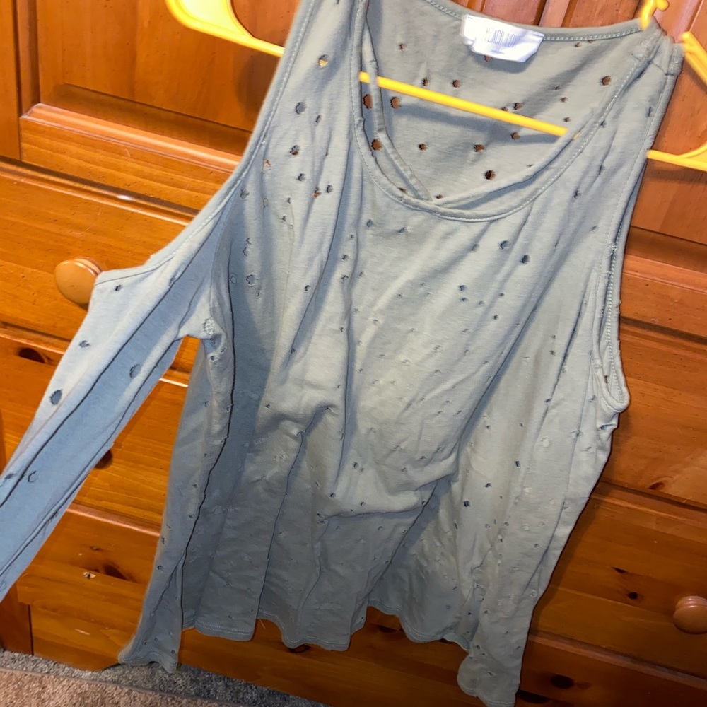 Long sleeve/shoulder cutout shirt with holes